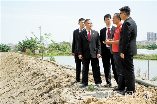 執(zhí)行法官在田間地頭向當事人了解案情。