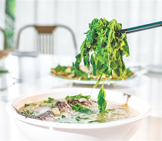 簕菜鯽魚湯鮮甜美味。