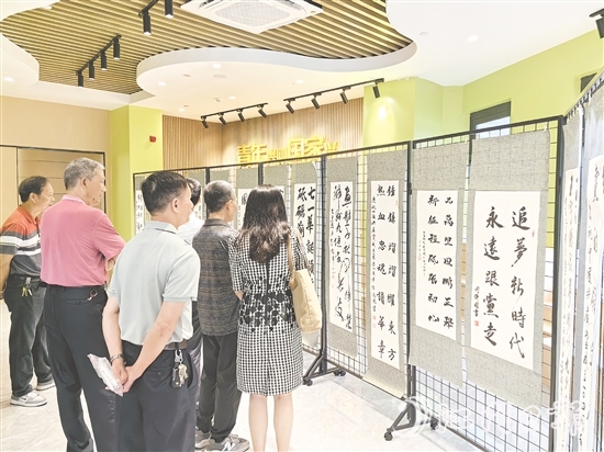 群眾在恩平市黨群服務(wù)中心參觀展覽。